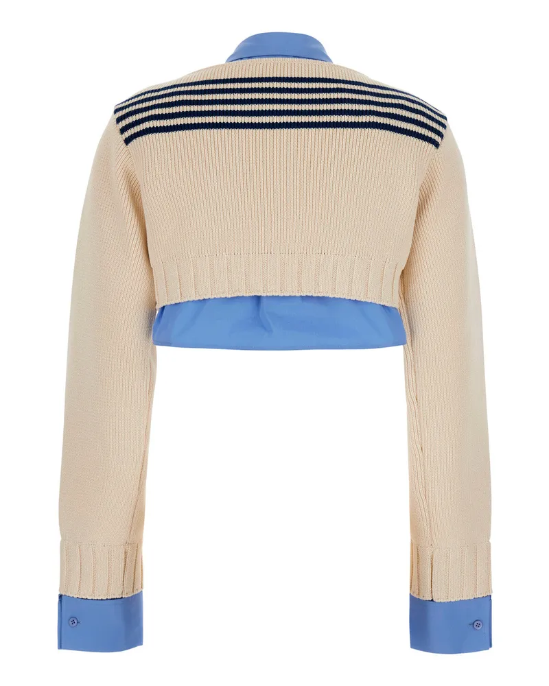 Balenciaga Women Crop Sweater White Cotton Tops Top White