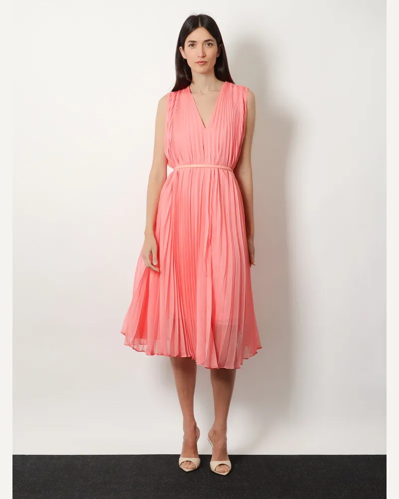 Max Mara Women's Long Belted Dress Pink Polyester Pink