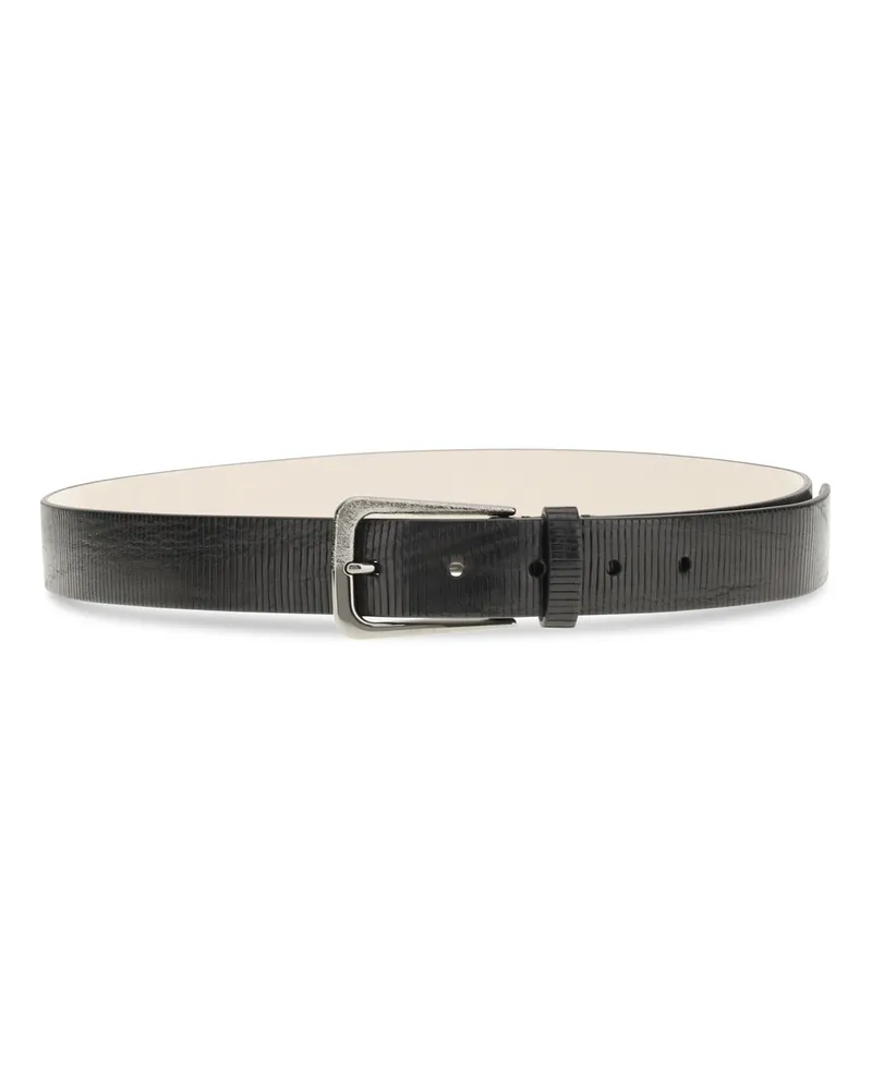 Brunello Cucinelli Women Carved Leather Belt With Shimmering Buckle Nero Calf Bos Taurus E Braces Black