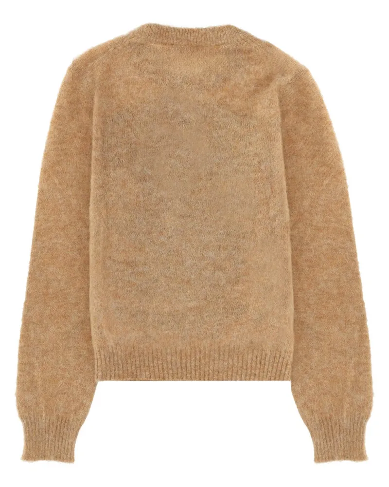 Ganni Printed Alpaca Wool Blend Sweater — Beige Beige