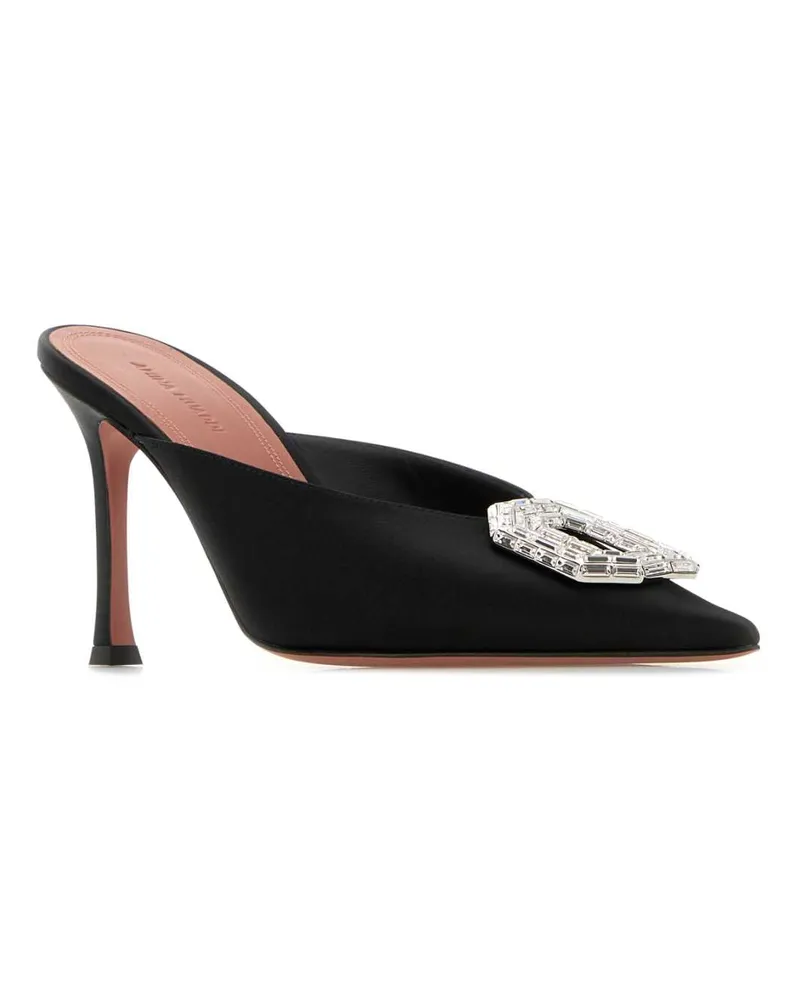 Amina Muaddi Women's Camelia Mule 90 Satin Black White B Blkwht Scarpe Con Tacco High Heel Shoes Black
