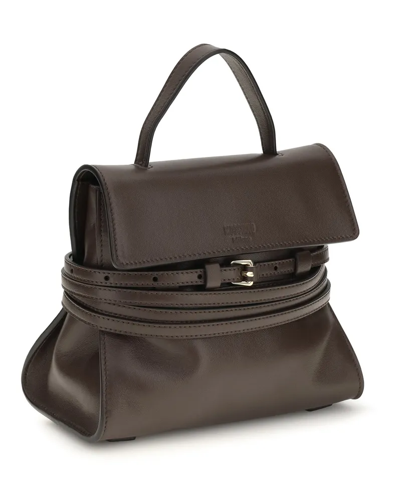 Moschino Tie Me Top Handle Bag — Brown Brown