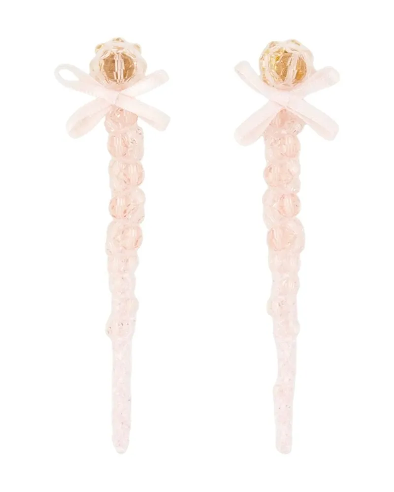 Simone Rocha Women's Petite Bow Drip Earrings Crystal Pink Others Jewelry-Watches Pink