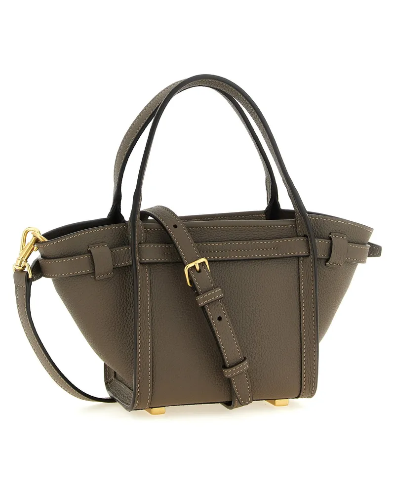 TOD'S Tim Mini Calfskin Leather Top Handle Bag — Mud Mud