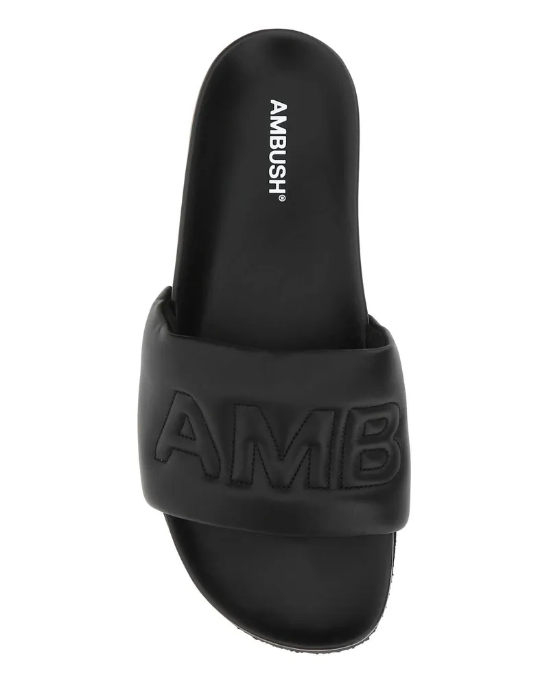 AMBUSH Men's Black Leather Slippers 1000 Flat Shoes Black
