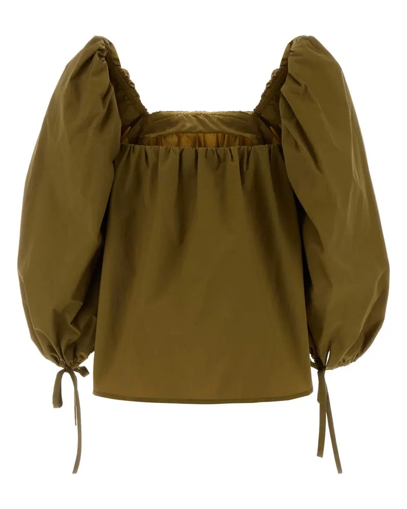 Saint Laurent Women's Olive Green Jersey Blouse Mousse Maglie Sweater Green