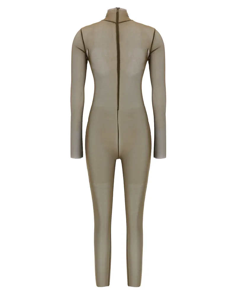 Norma Kamali Women Bicolor Polyamide Jumpsuit Beige