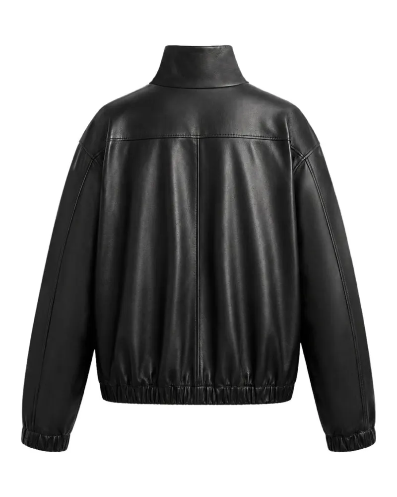 Saint Laurent Leather Bomber Jacket — Black Black
