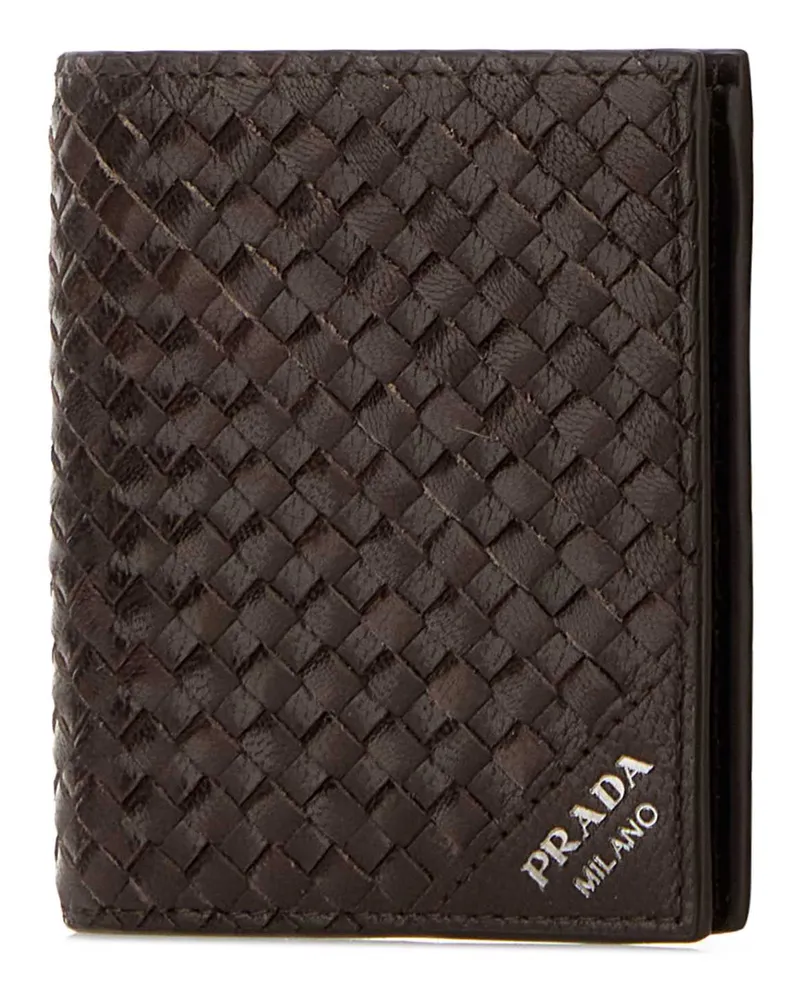 Prada Men's Brown Leather Wallet Bruciato Exterior: Portafogli Brown