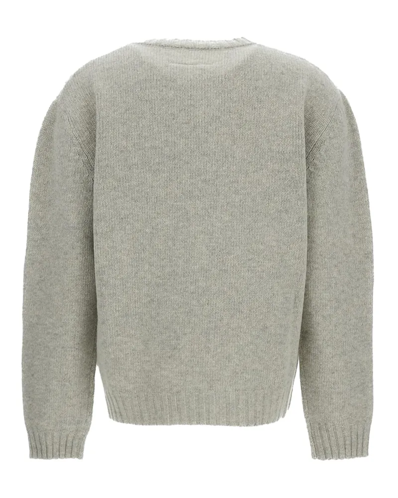 Maison Margiela Logo-Embroidered Crewneck Sweater — Gray Gray