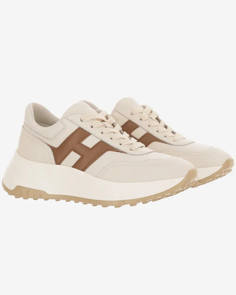 Hogan Women's Sneakers Hi-Fi Multicolour Leather Trainers Beige