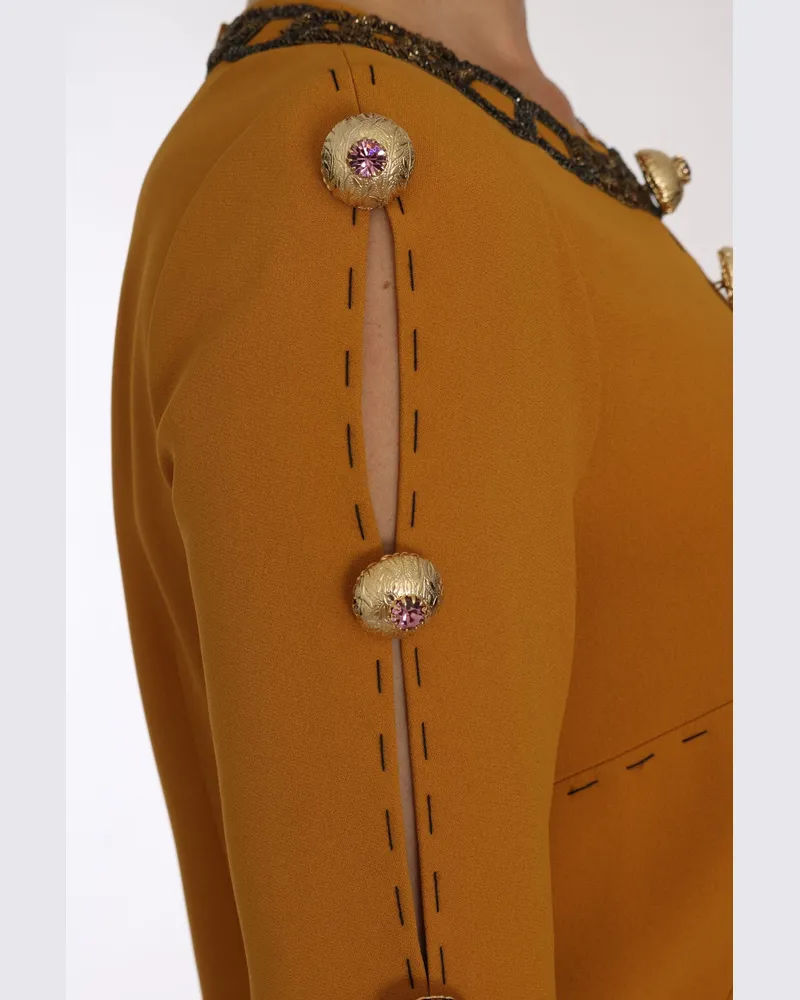 Dolce & Gabbana Women Brown Mini Crystal Embellished Dress Rayon Brown