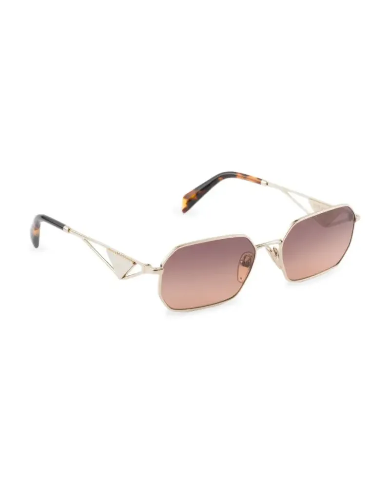 Prada SPRA51C058EZVN Rectangular Metal Frame Sunglasses — Gold Gold