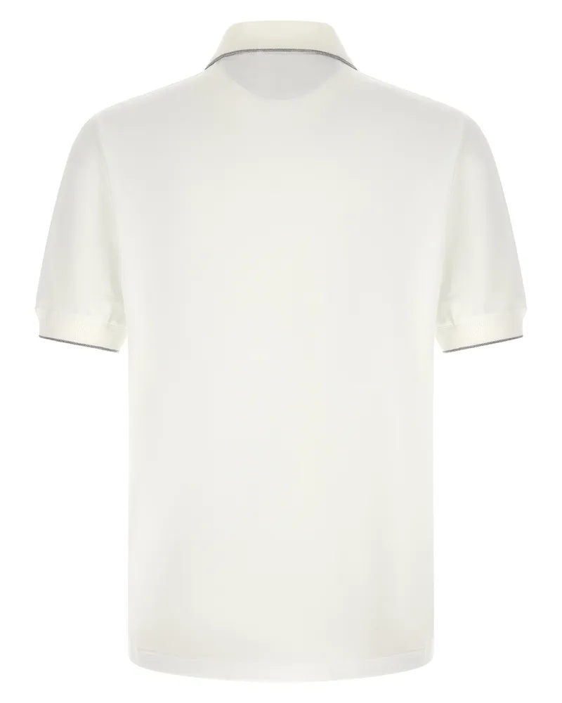 Brunello Cucinelli Honeycomb Texture Techno Piquet Polo — White White