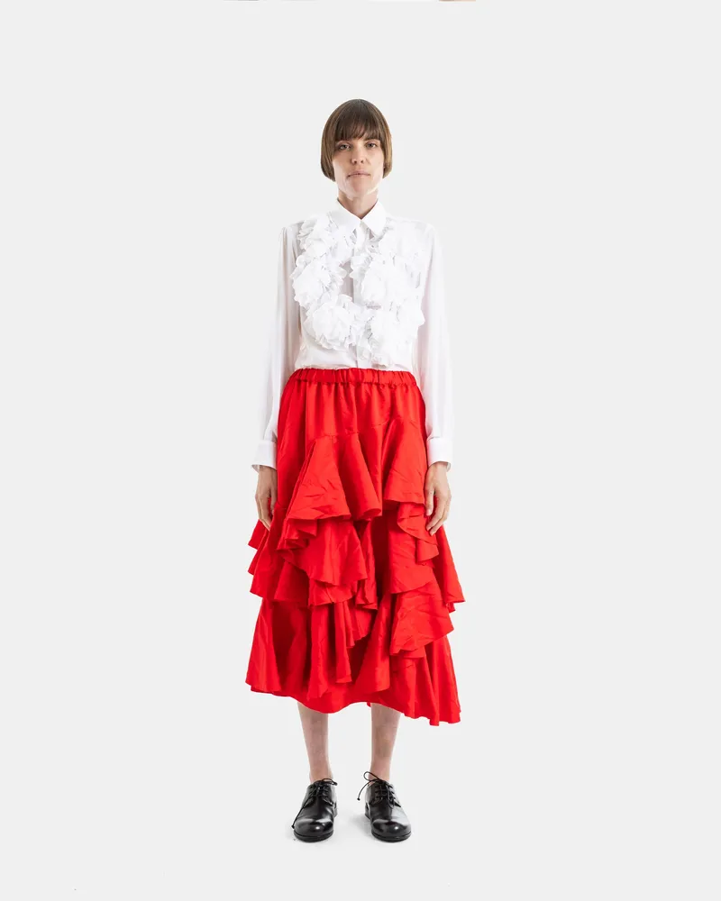 Comme des Garçons Women's Red Pleated Midi Skirt Red