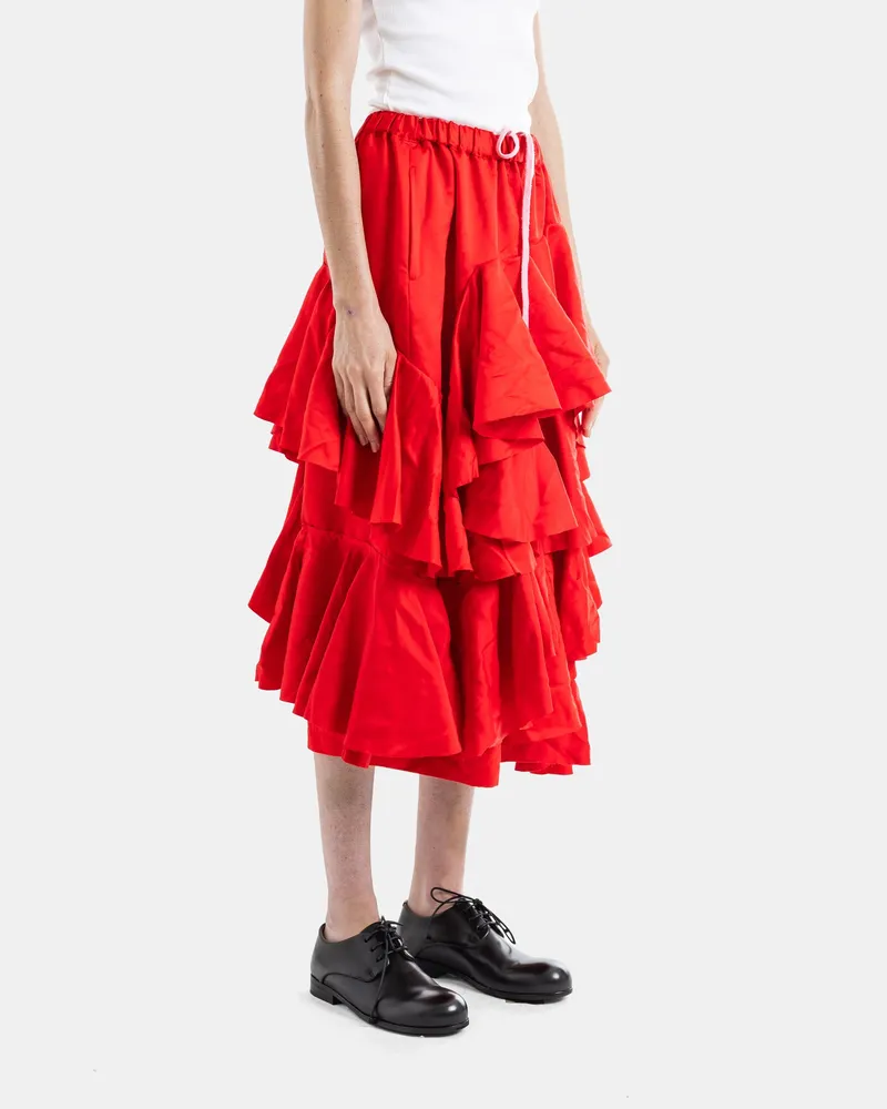 Comme des Garçons Women's Red Pleated Midi Skirt Red