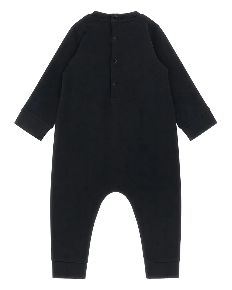 Moncler Logo-Print Cotton Jersey Jumpsuit — Black Black