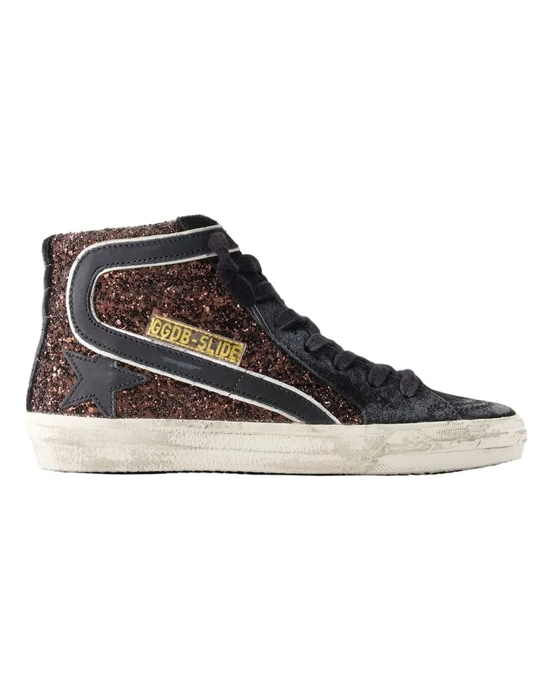 Golden Goose Women's Glitter High-Top Sneaker Brown Cowhide Brown