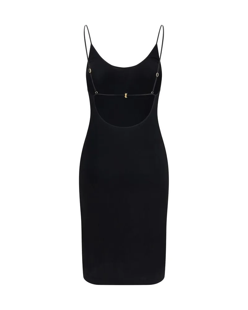 Saint Laurent Women's Black Viscose Cocktail Dress Black