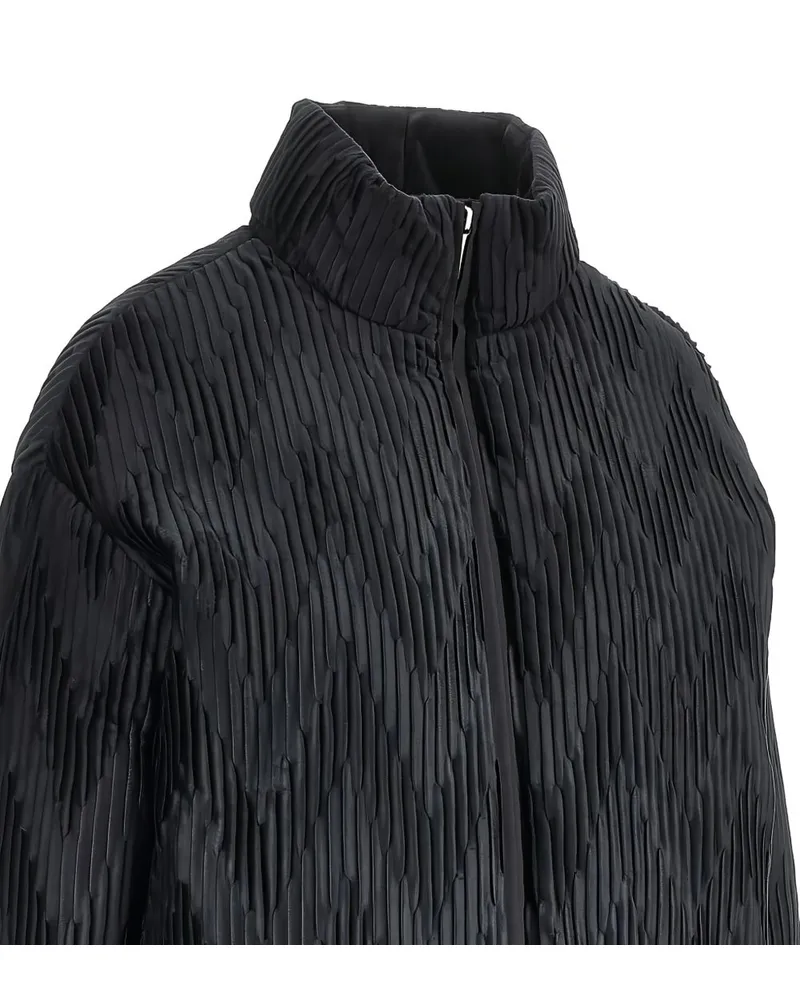 Emporio Armani Chevron Pleat Velvet Down Jacket — Black Black