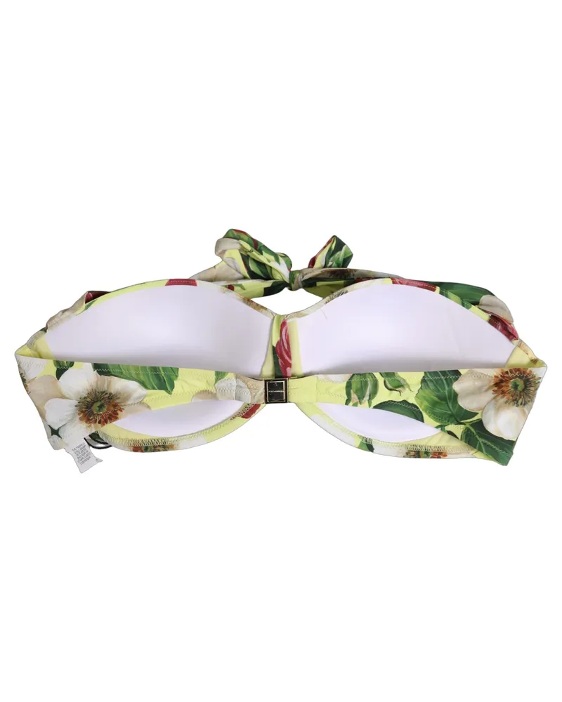 Dolce & Gabbana Women's Yellow Floral Halter Nylon Beachwear Bikini Top Elastane Yellow