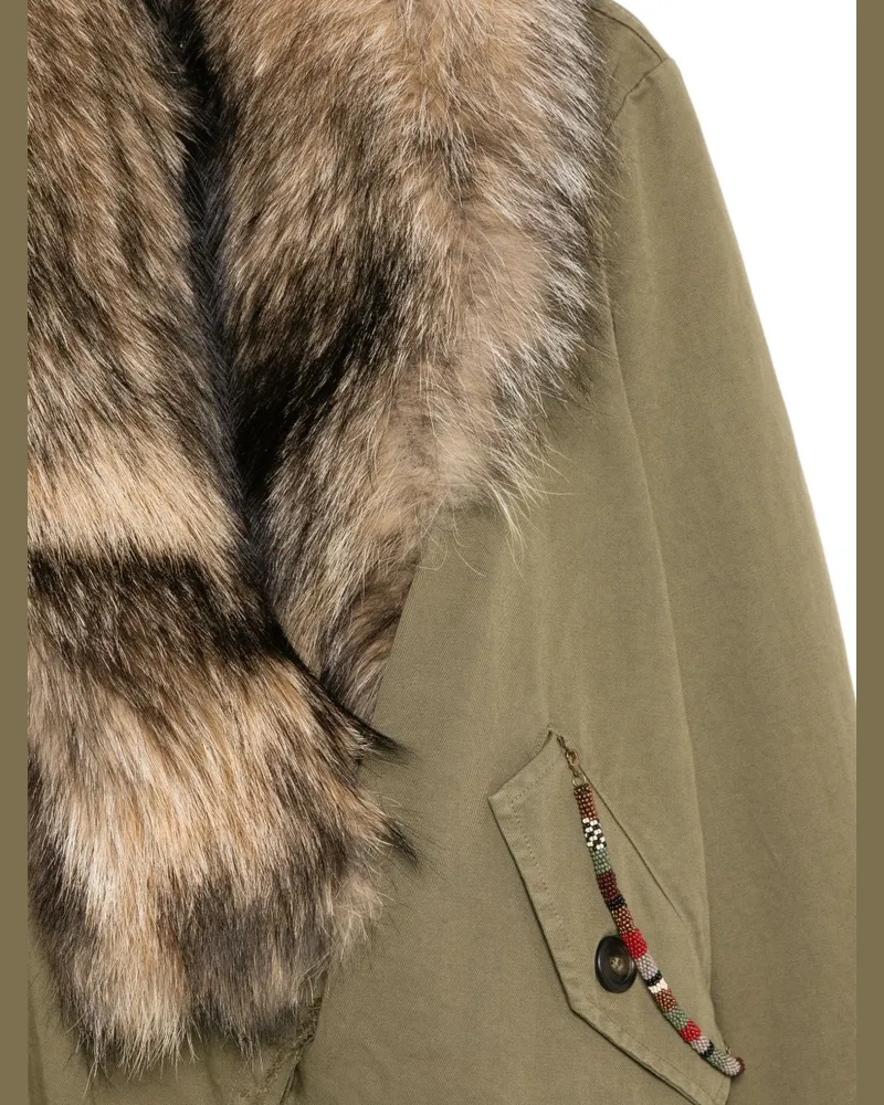 Bazar Deluxe Fur-Trimmed Canvas Coat — olive Olive
