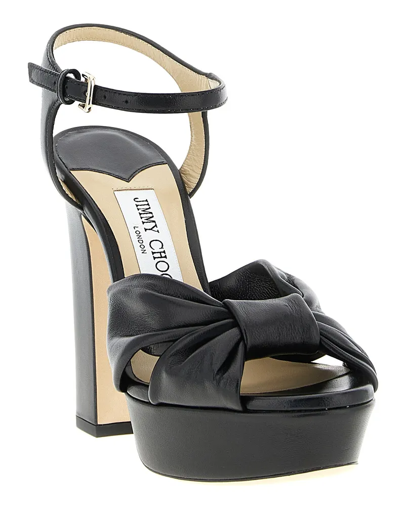 Jimmy Choo Women's Black Leather Stiletto Heel Sandals Black