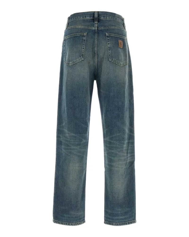 Carhartt WIP Men's Denim Aaron Pant Blue Exterior: Cotton Pantaloni Blue