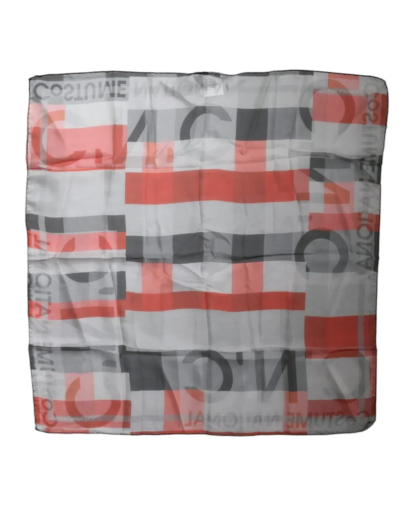 CoSTUME NATIONAL Women's Gray Red Silk Square Neck Wrap Scarf Gray