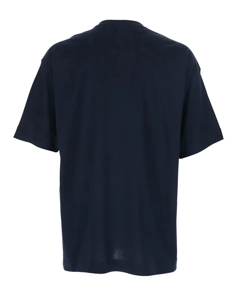 Giorgio Armani Logo-Lettered Crew Neck T-Shirt — Navy Navy