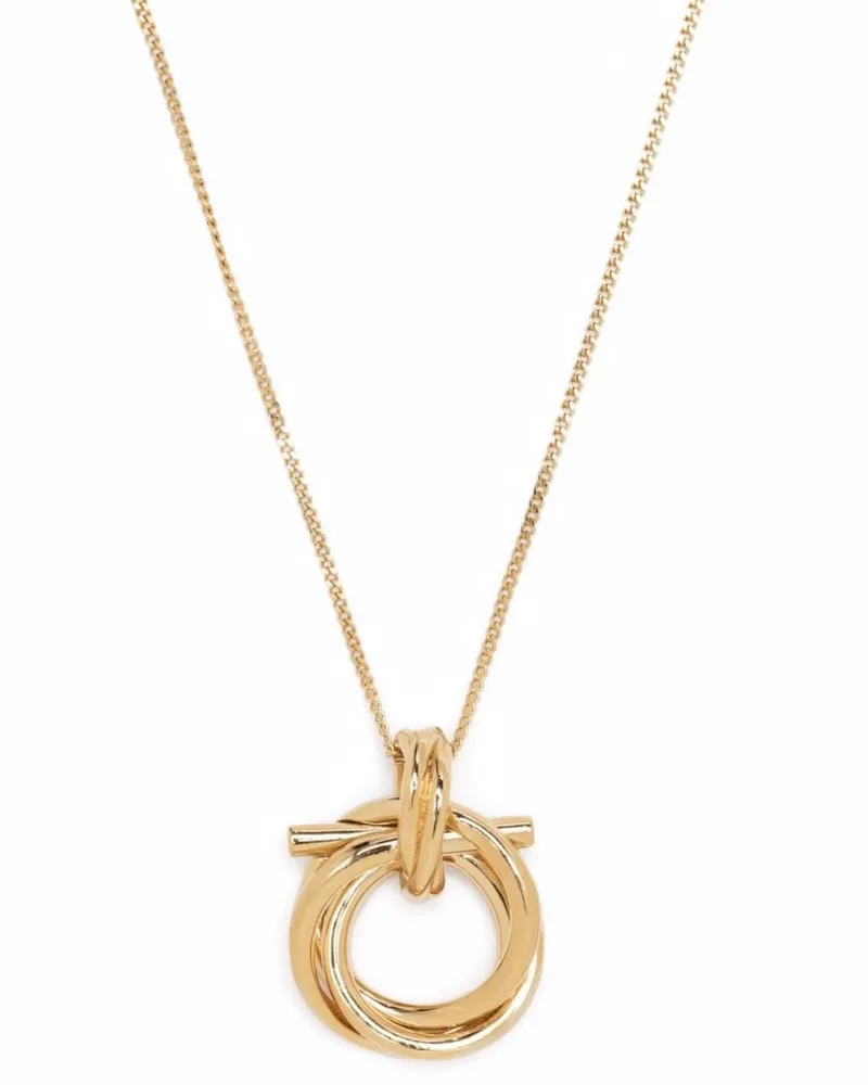 Ferragamo Gancini Torchon Necklace — Gold Gold