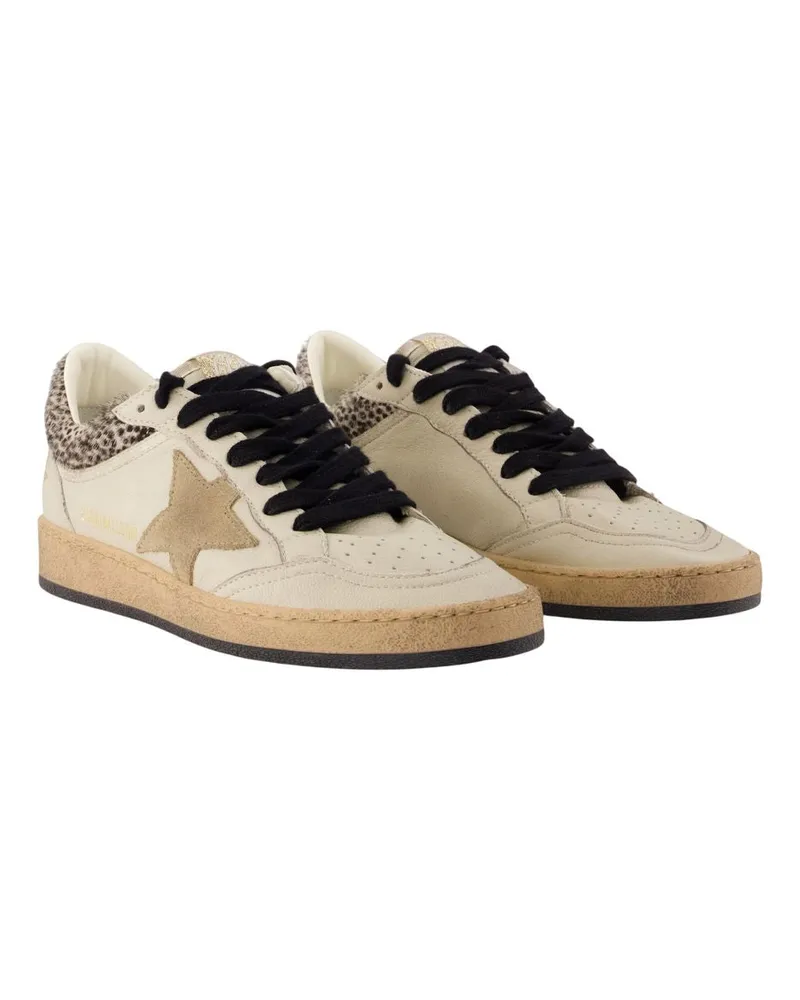 Golden Goose Women's Ballstar Sneakers -  Leather Beige Calfskin Shoes Beige