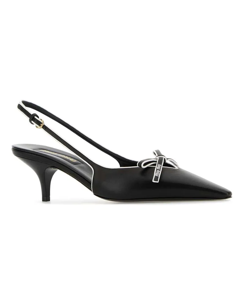 Miu Miu Women's Black Leather Nappa Pumps Nerobianco Agnello Scarpe Con Tacco High Heel Shoes Black