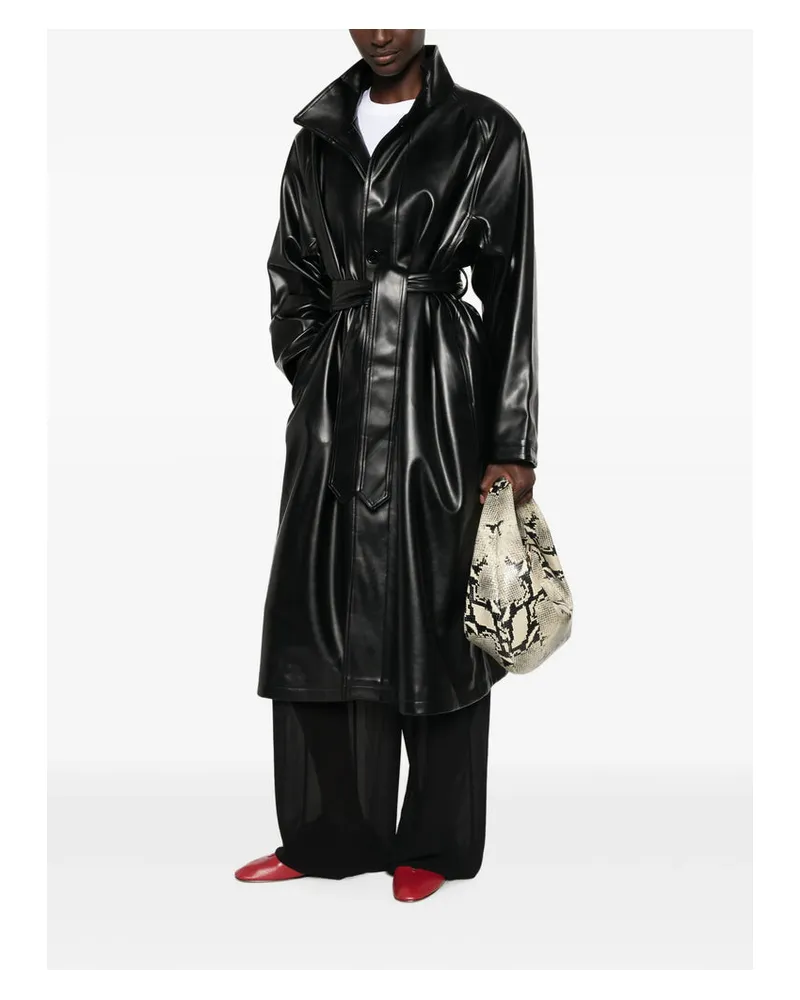 FRANKIE Shop Faux-Leather Trench Coat — Black Black