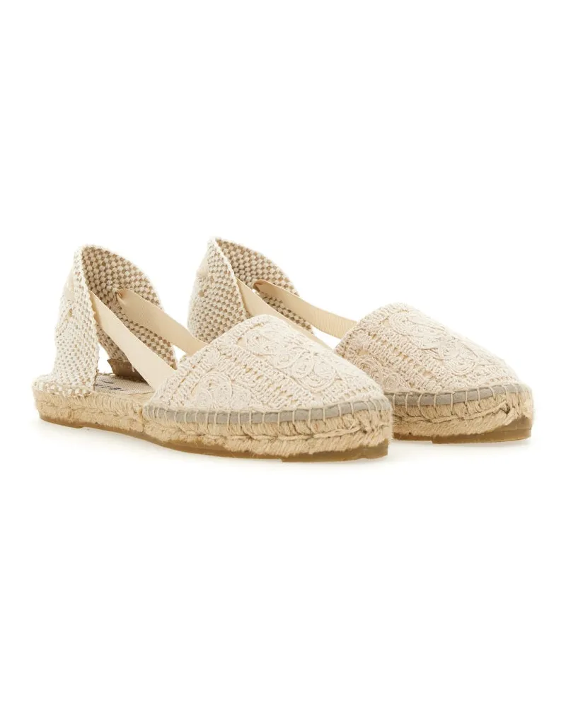 Manebí Handcrafted Cotton Espadrille Flat — White White