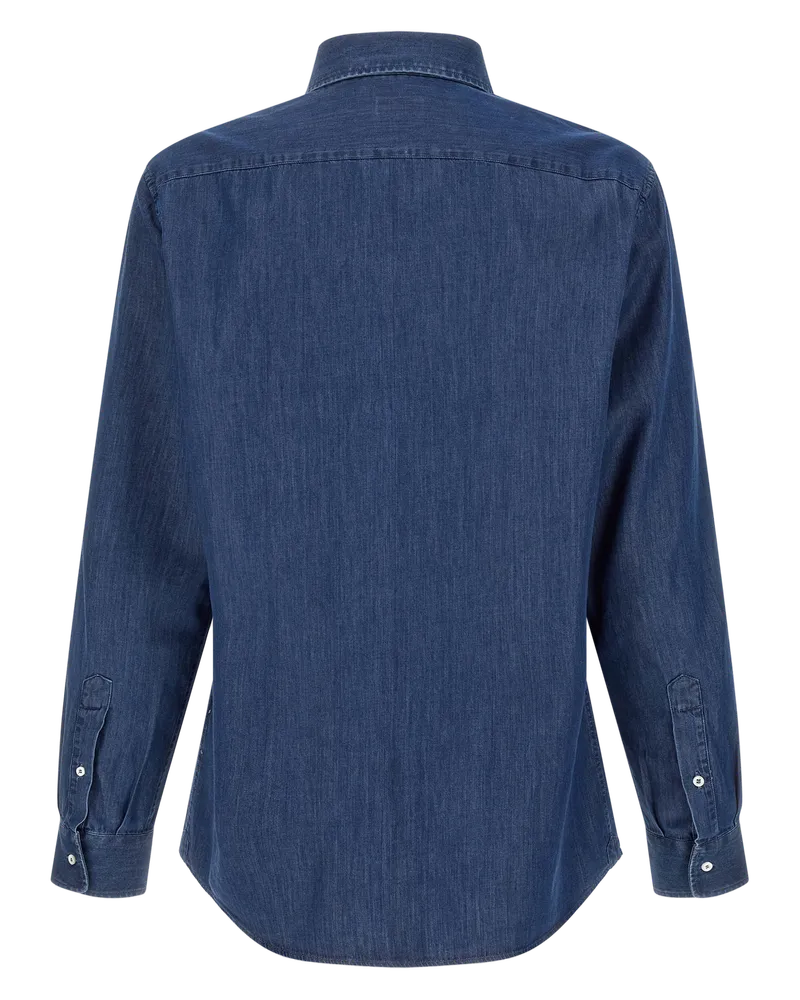 Brunello Cucinelli Men's Blue Cotton Blouse Blue