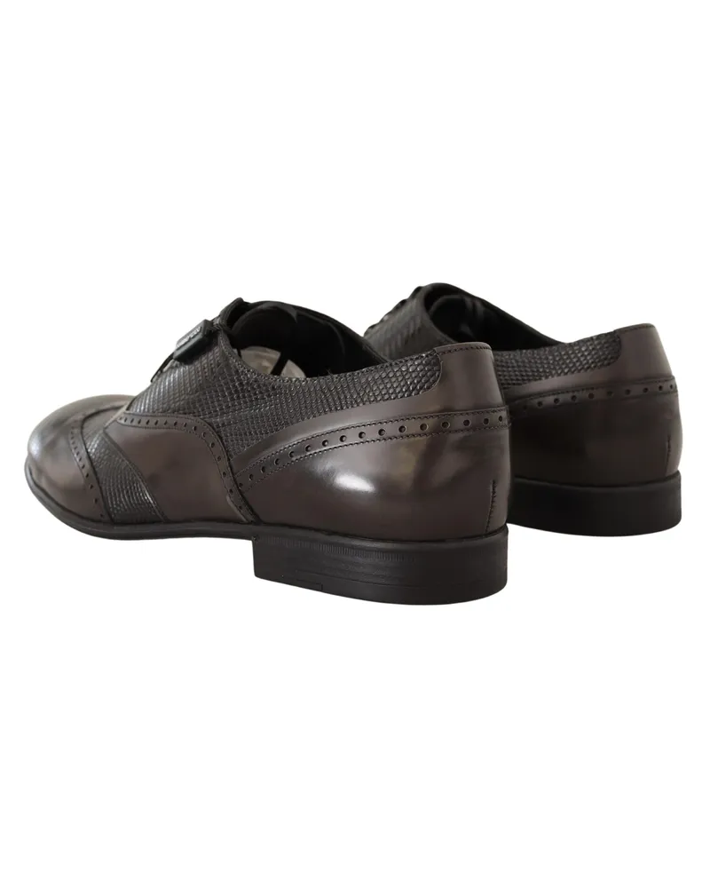 Dolce & Gabbana Men's Brown Lizard Skin Leather Oxford Dress Shoes Varana Brown