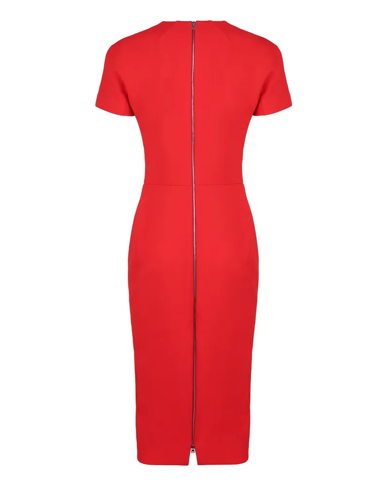 Victoria Beckham Women's Sheath Dress Red Wool Blend Polyester Red