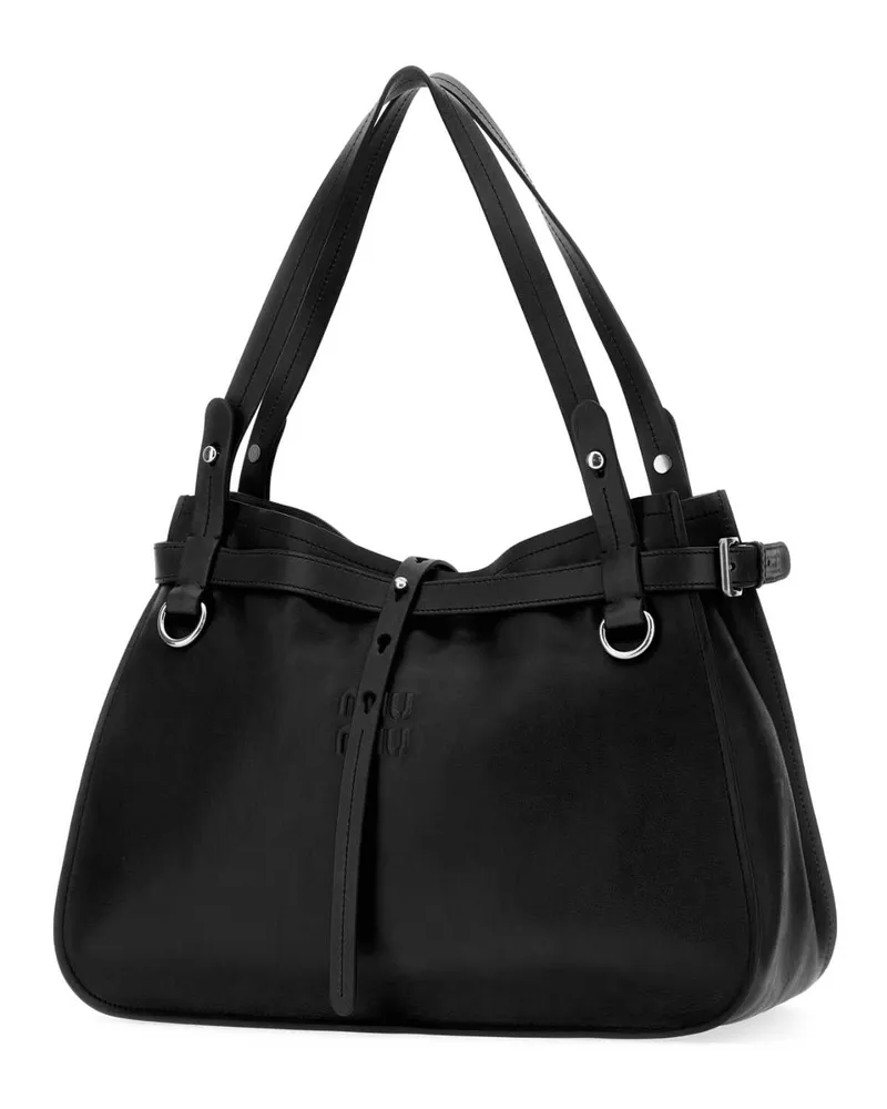 Miu Miu Women's Black Leather Shopping Bag Nero Borse A Mano Black