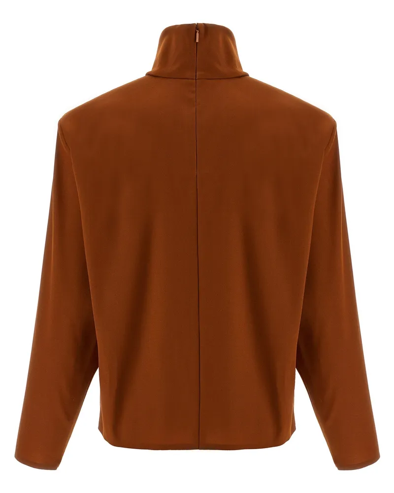 Saint Laurent Structured Shoulder Sweater — Caramel Caramel