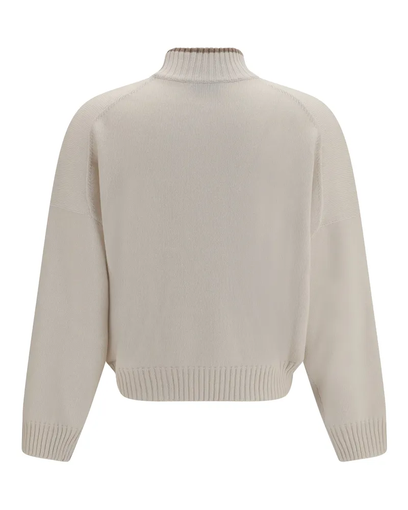 Brunello Cucinelli Women High Neck Sweater English White+brown Kashmir-Capra Hircus Kashmir/capra Beige