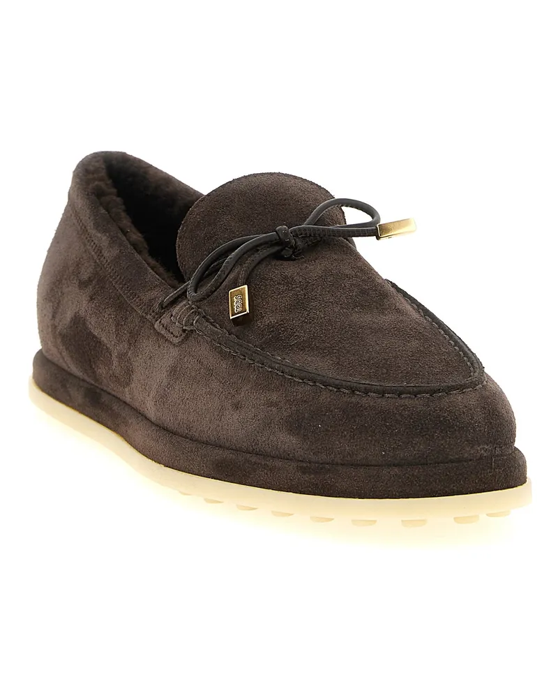 TOD'S Shearling-Lined Calfskin Loafer — Brown Brown
