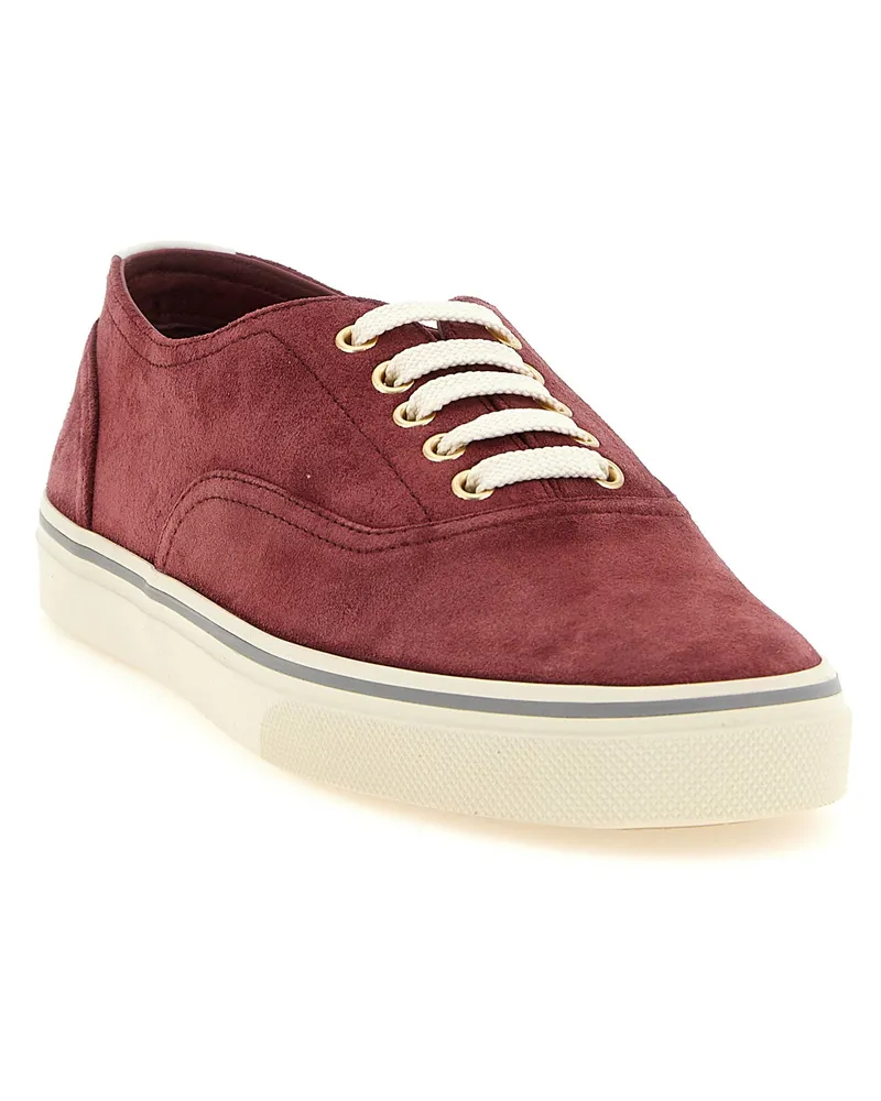 Brunello Cucinelli Suede-Effect Calfskin Sneaker — Burgundy Burgundy