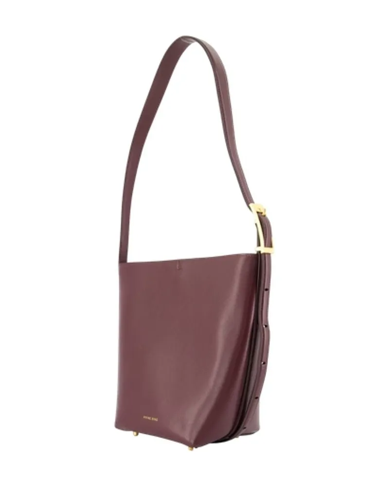 Anine Bing Women's Elly Medium Shoulder Bag Leather Burgundy Cowhide Shoulder-hobo-bags Burgundy
