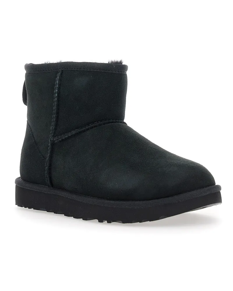 UGG Women's Ankle Boots Classic Mini Black Suede Leather Black