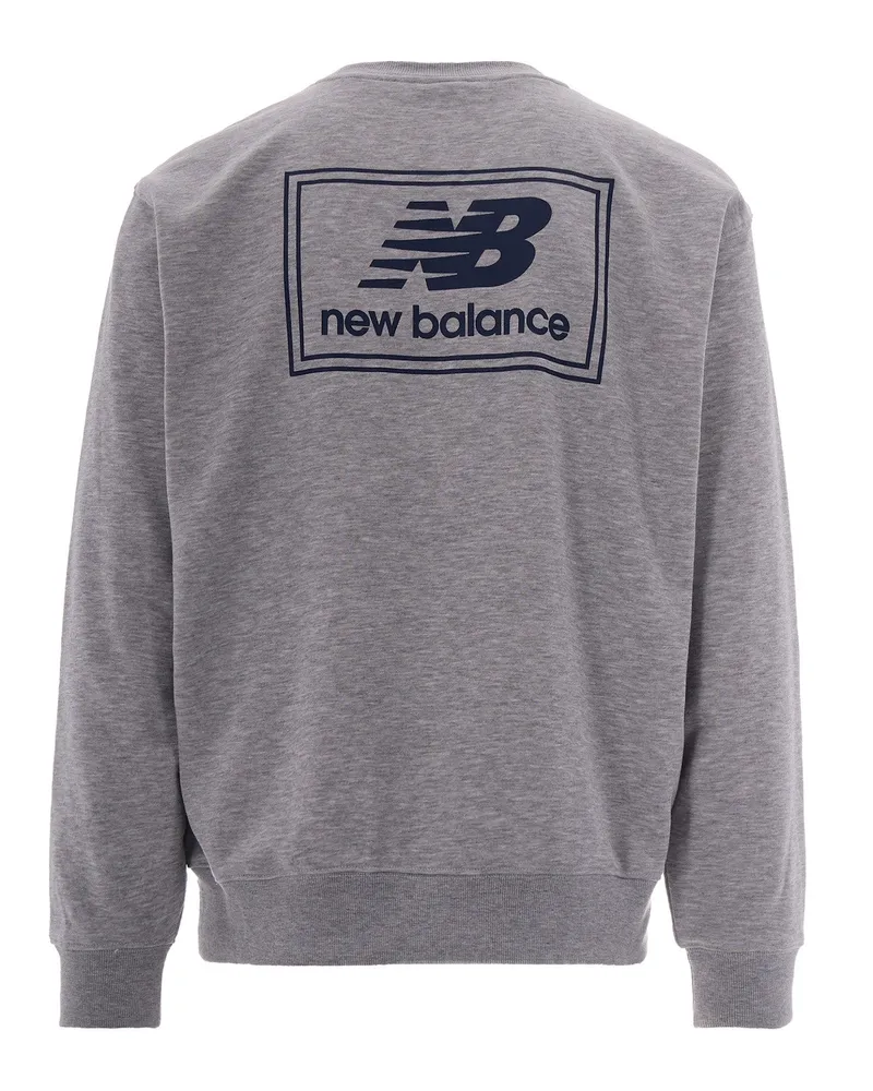 New Balance Men's Sweatshirt Woven Label Crew Athletic Grey Cotton Jumpers Sweater Gray