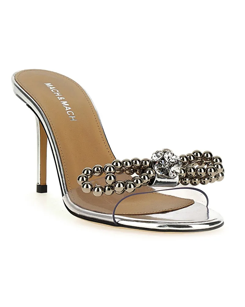 Mach & Mach Crystal-Embellished Sandal Heel — Clear Clear