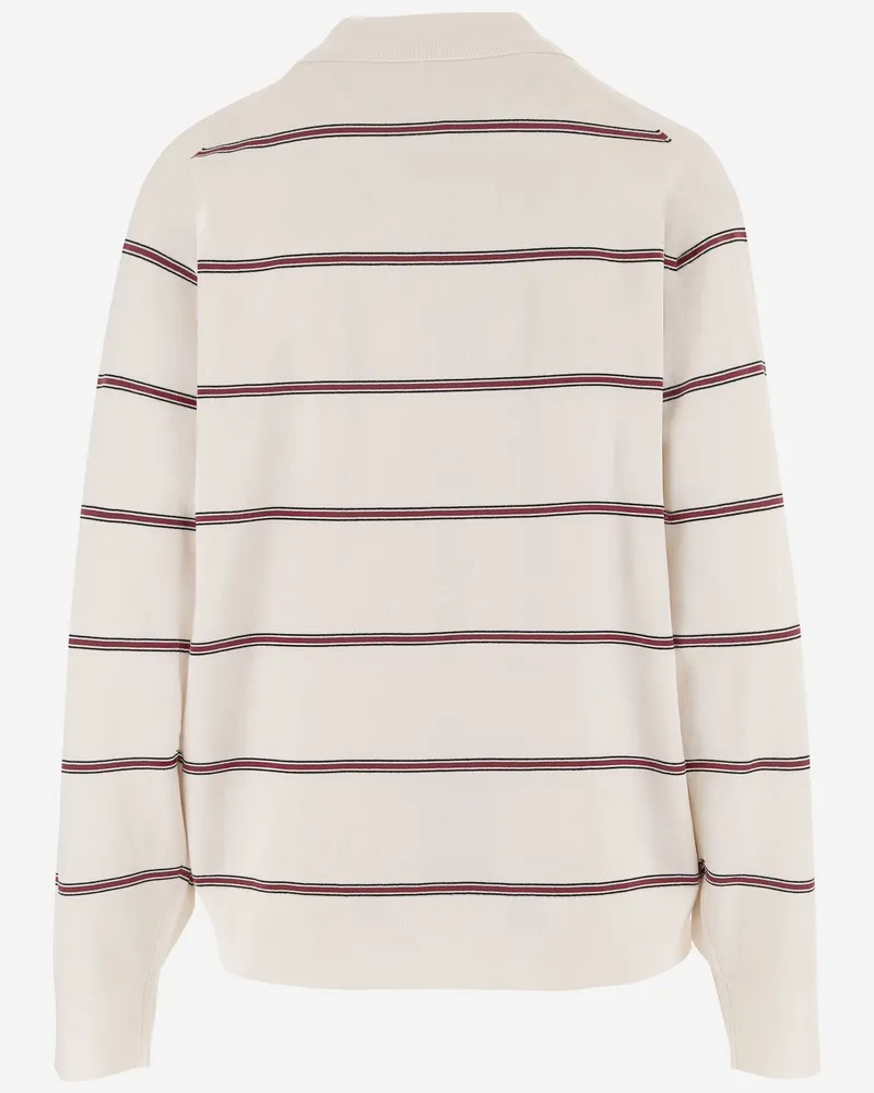 The Garment Women's Knit Jumper Ecru-Burgundy-Black Stripe Viscose (fsc) - Polyester Ecru/burgundy/black / Sweater Beige