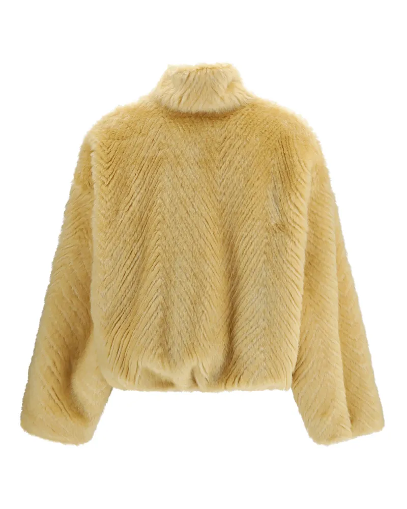 forte_forte Chevron Faux Fur Bomber Jacket — Yellow 