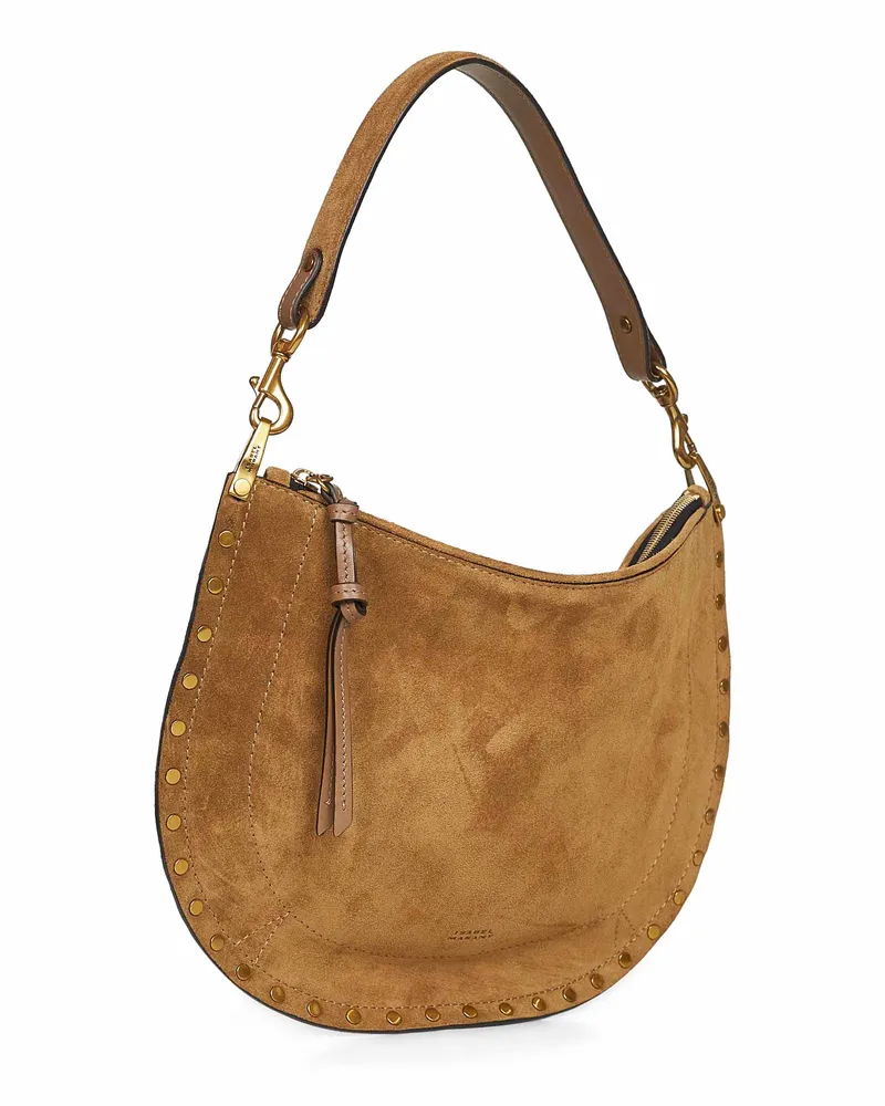 Isabel Marant Women's Shoulder Bag Oskan Soft Zip Grey Calf Leather Brown